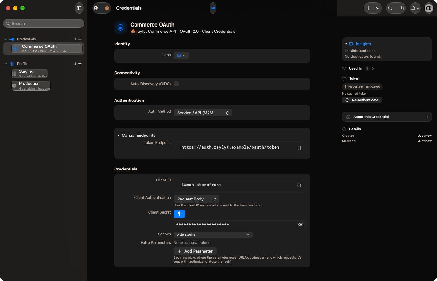 Resources window · an OAuth 2.0 credential
